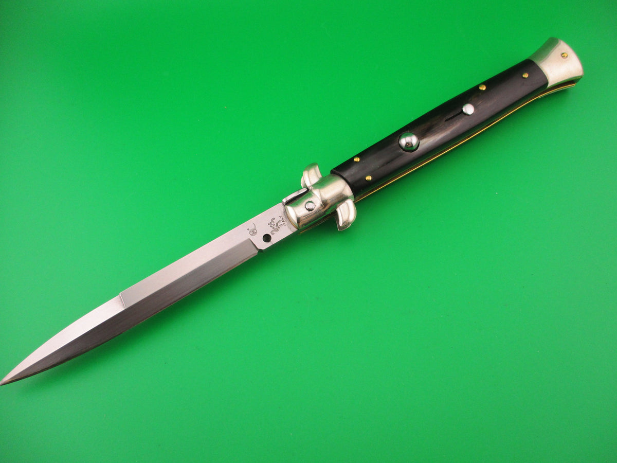 Walt's Latama 28cm Italian Swivel bolster bayonet horn automatic knife Cat stamp 5mm