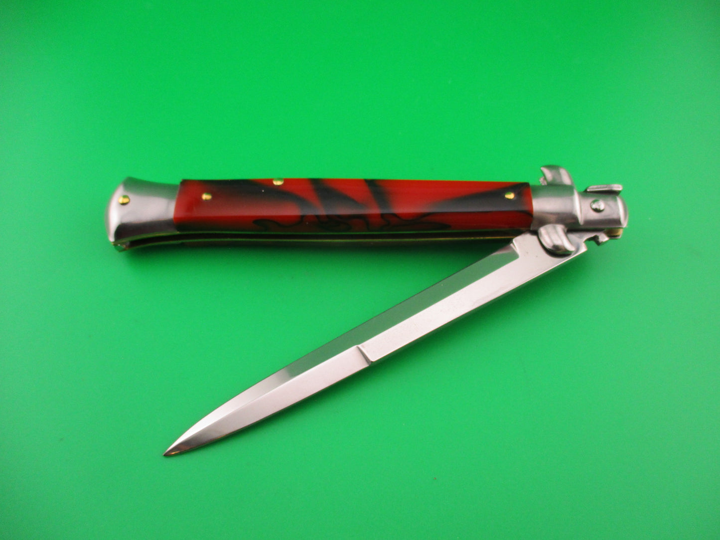 ITALY STAINLESS 28cm Italian Swivel bolster automatic knife Red & Black