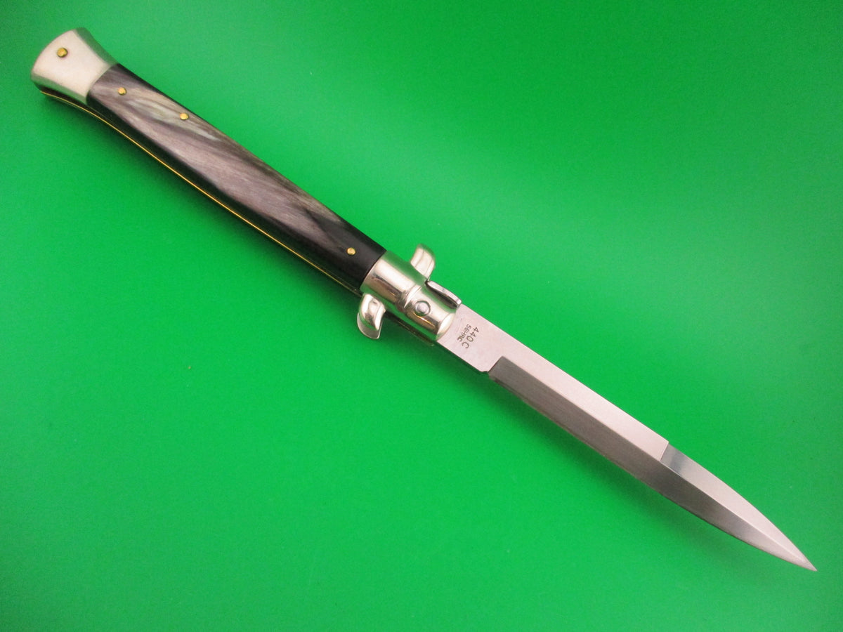 Walt's Latama 28cm Italian Swivel bolster bayonet horn automatic knife Cat stamp 5mm