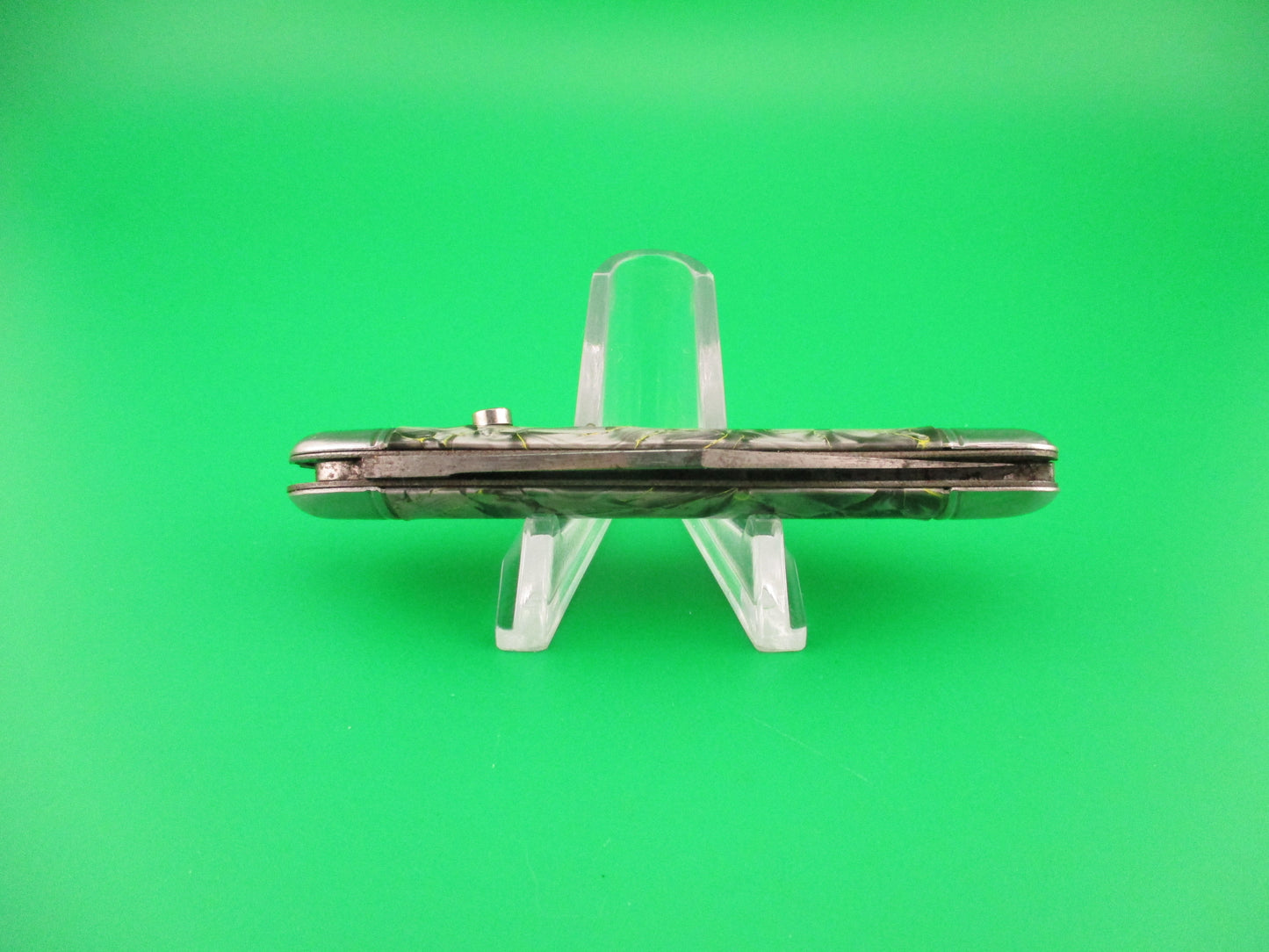 Hammer Brand Imperial Serpentine Jack Silver pearl Yellow streaks switchblade knife
