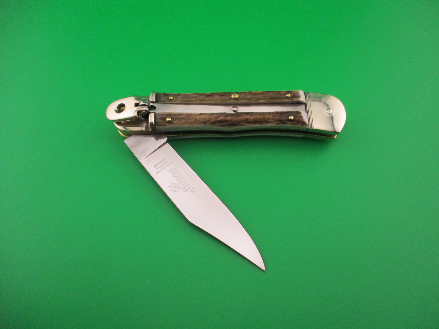 HUBERTUS SOLINGEN 11cm German Lever knife Stag Clip blade automatic knife