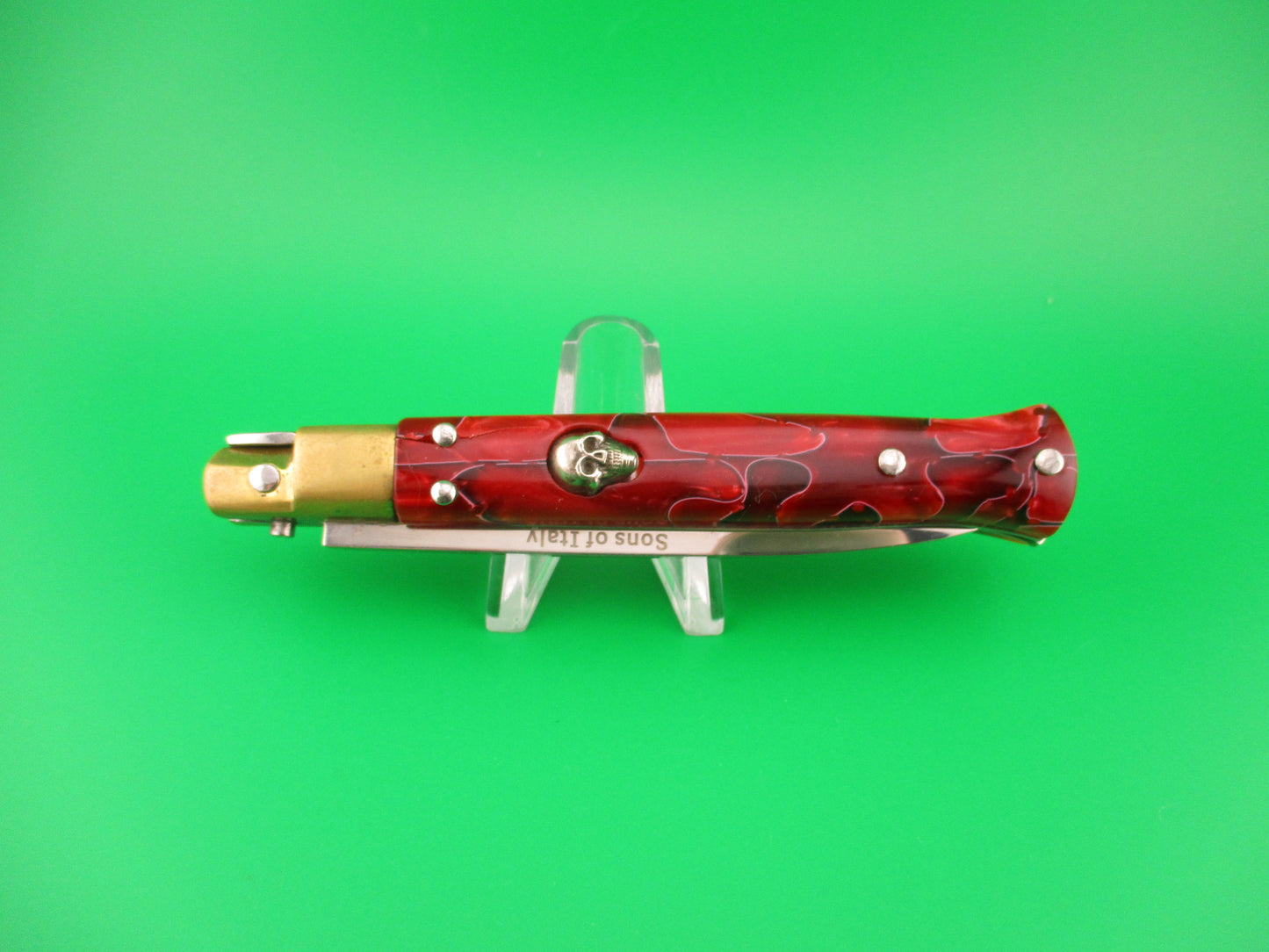 z Sons of Italy Omerta 22cm Italian Customized Picklock Skull button Red Kirinite switchblade