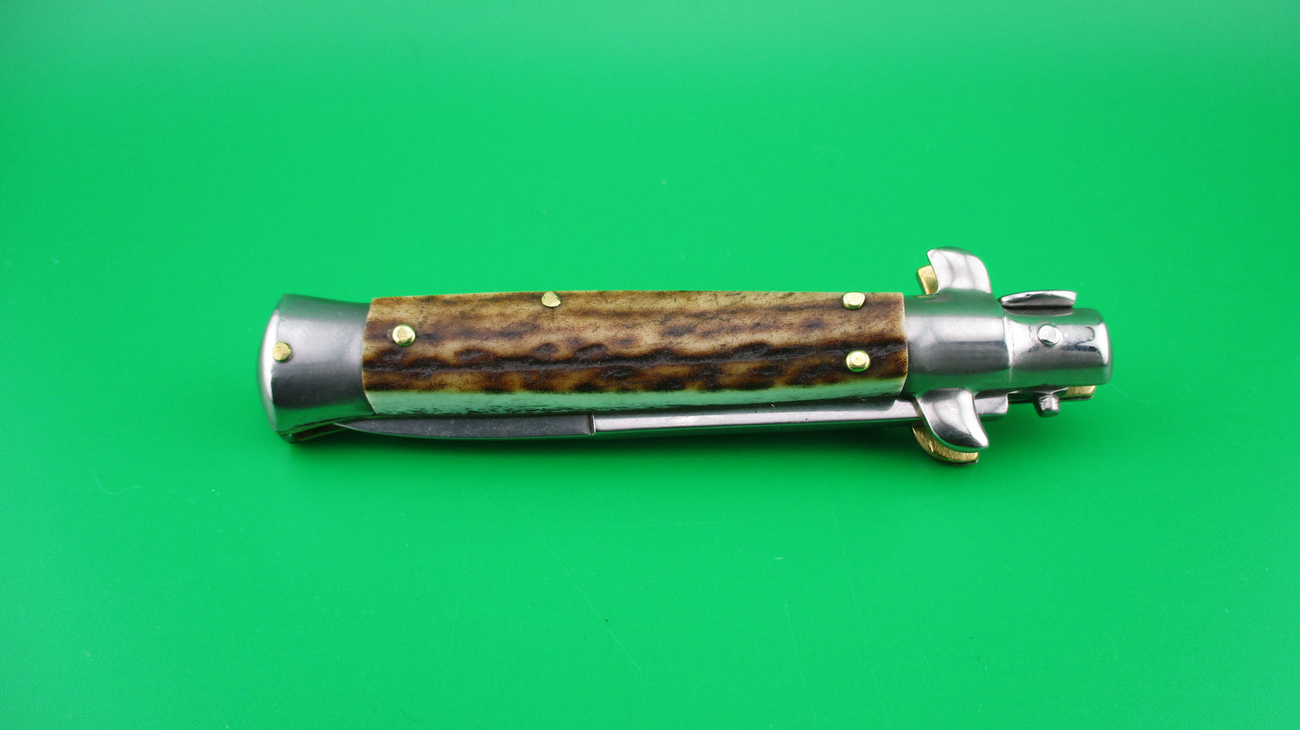 MANIAGO ITALY D.M. Dolphin 18cm Italian Picklock Stag Stiletto automatic knife