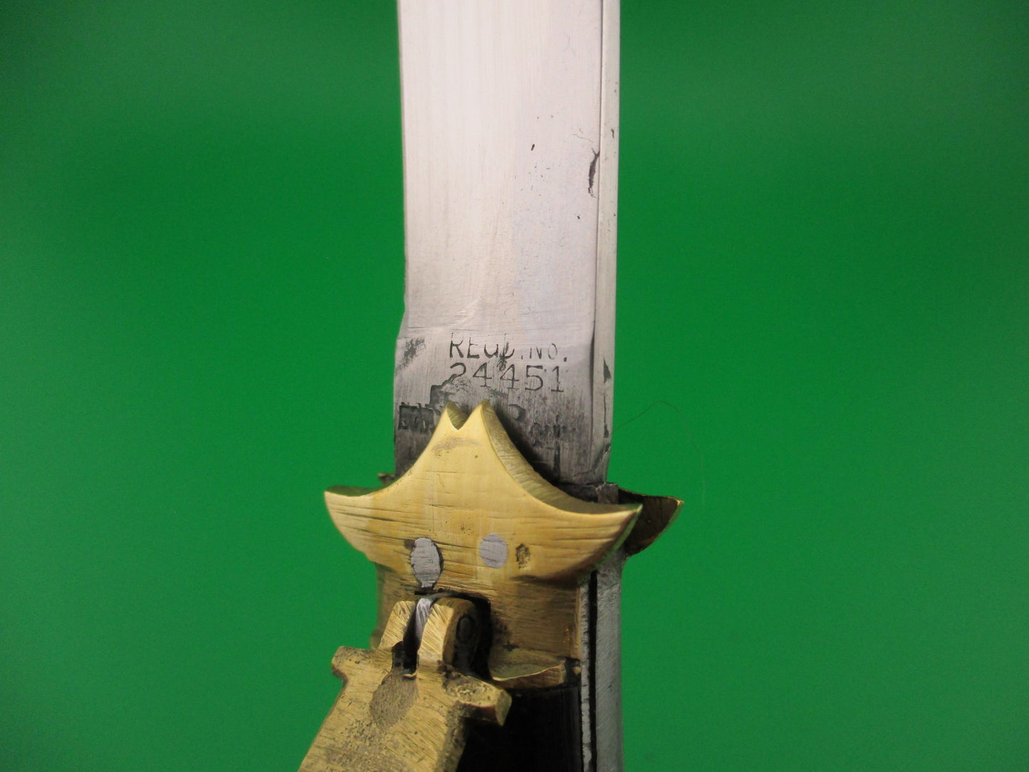 RGN No 24451 18cm Indian Lever knife A Brass Horn Aluminum automatic knife