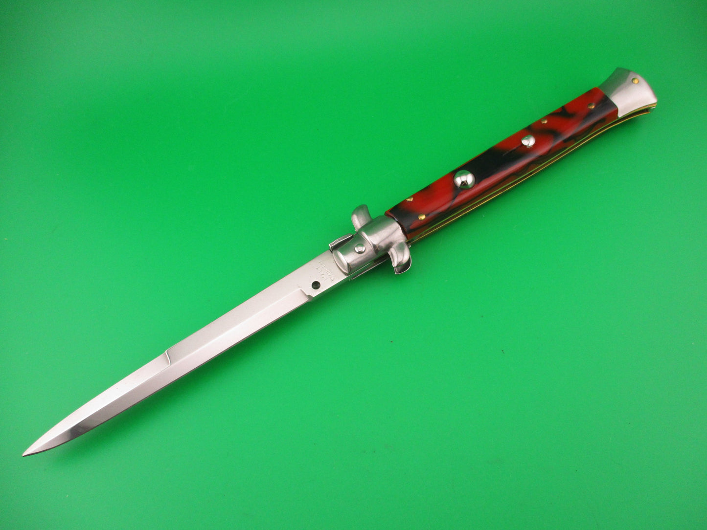 ITALY STAINLESS 28cm Italian Swivel bolster automatic knife Red & Black