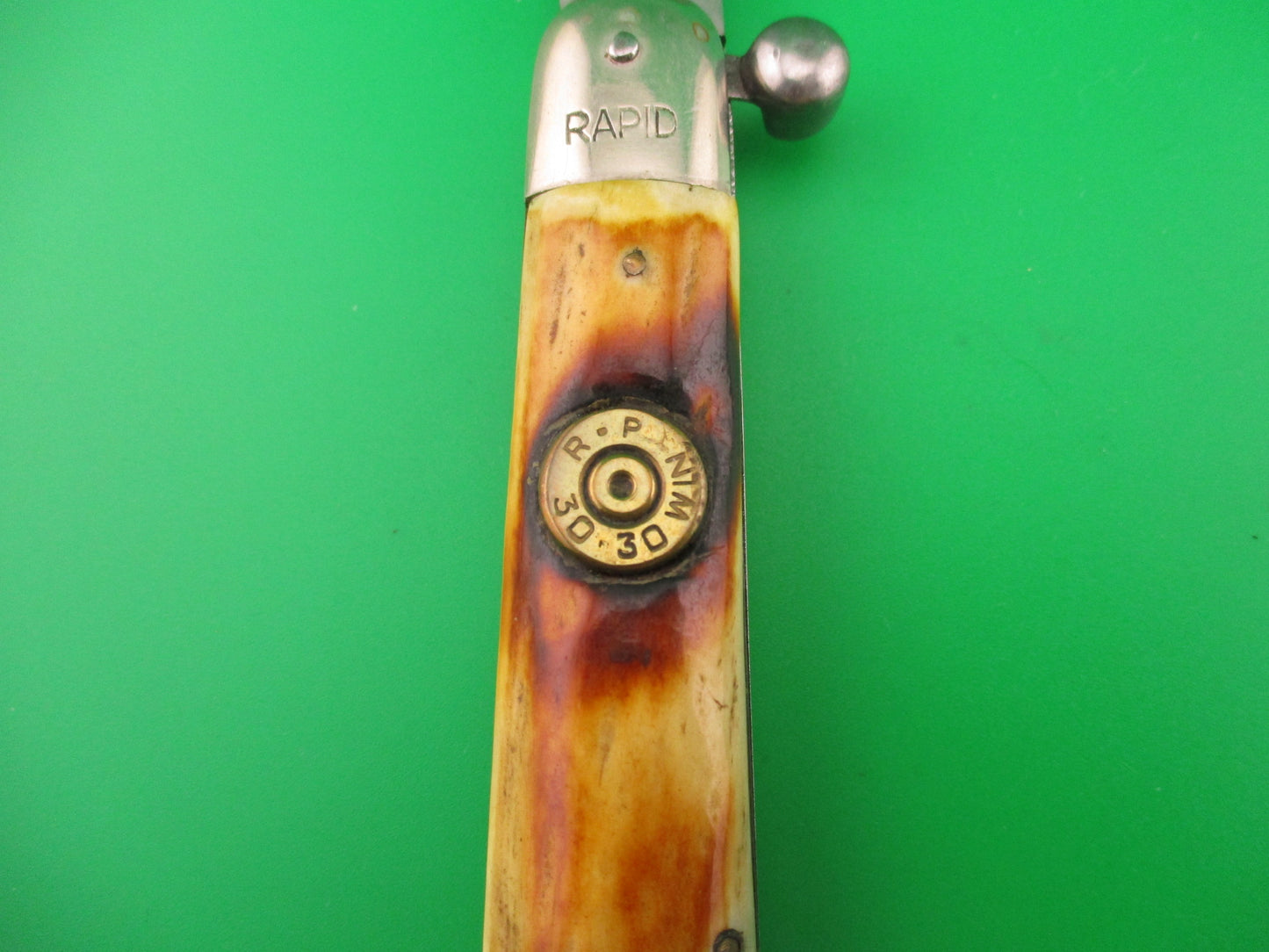 Rostfrei RAPID 25cm Italian Stag Knob manual Flip Open vintage knife 30-30 Win