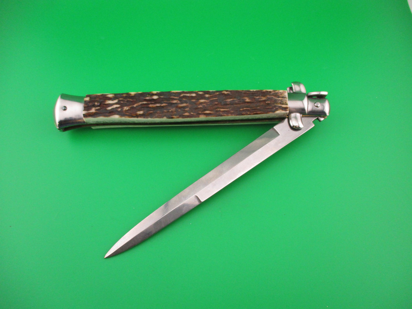 STILETTO ITALY 33cm Italian Swivel bolster Stag Bayonet automatic knife