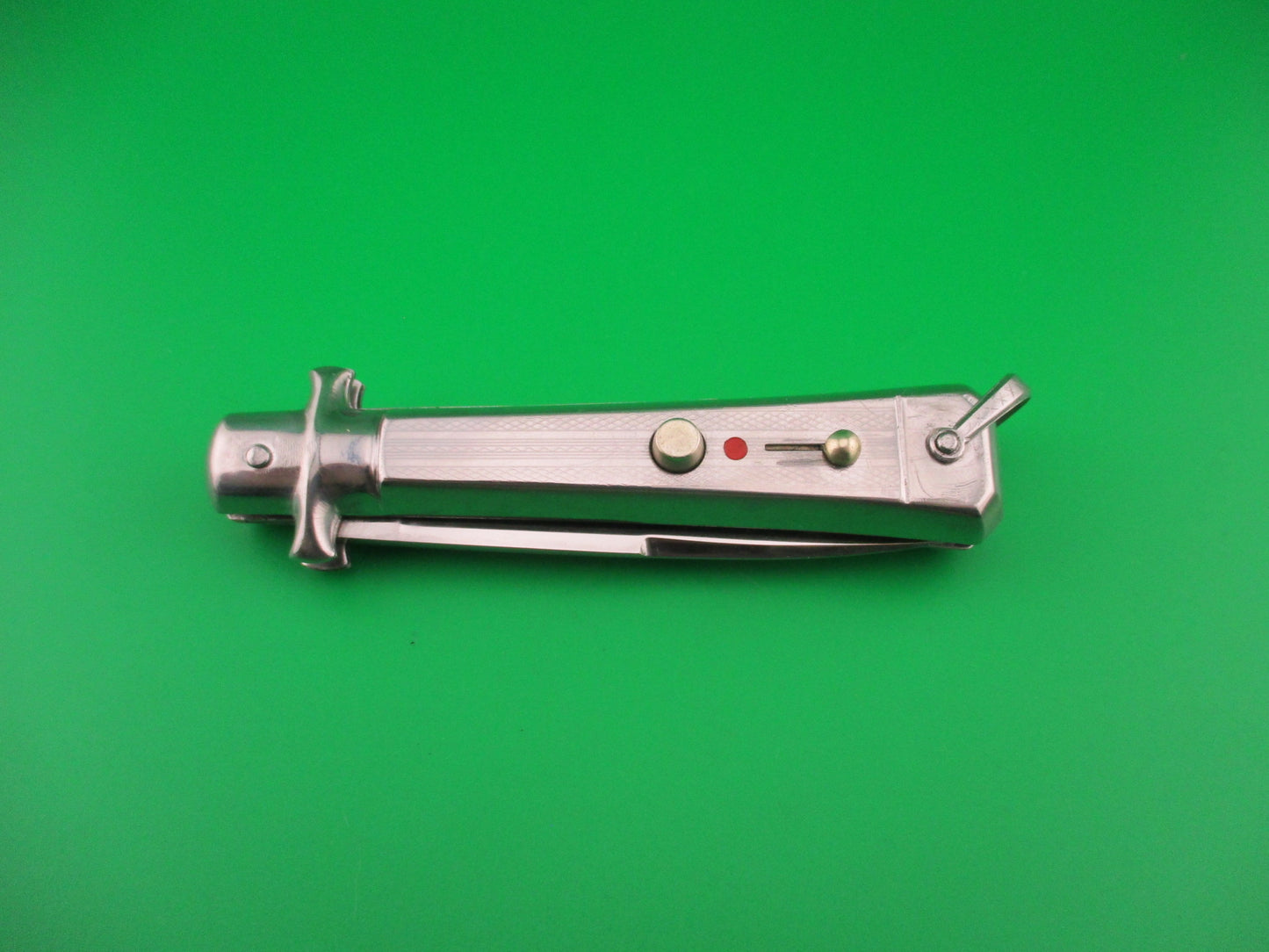 z BARGEON INOX 19cm French All metal round button red dot vintage automatic knife
