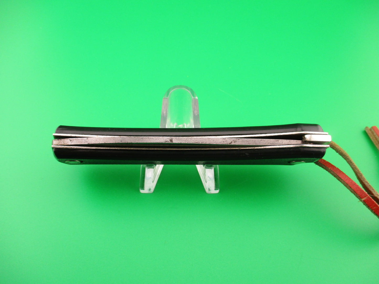 PASTOR ALEMAN 20cm Black Cord pull Coil Spring vintage automatic knife