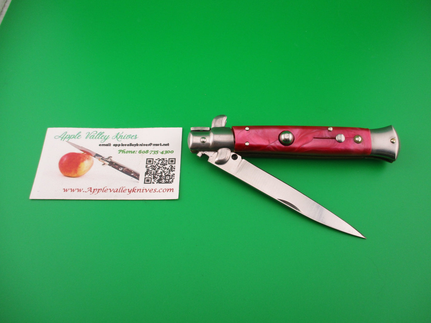 440 STAINLESS ROSTFREI 22cm Italian style Stiletto Red swirl automatic knife