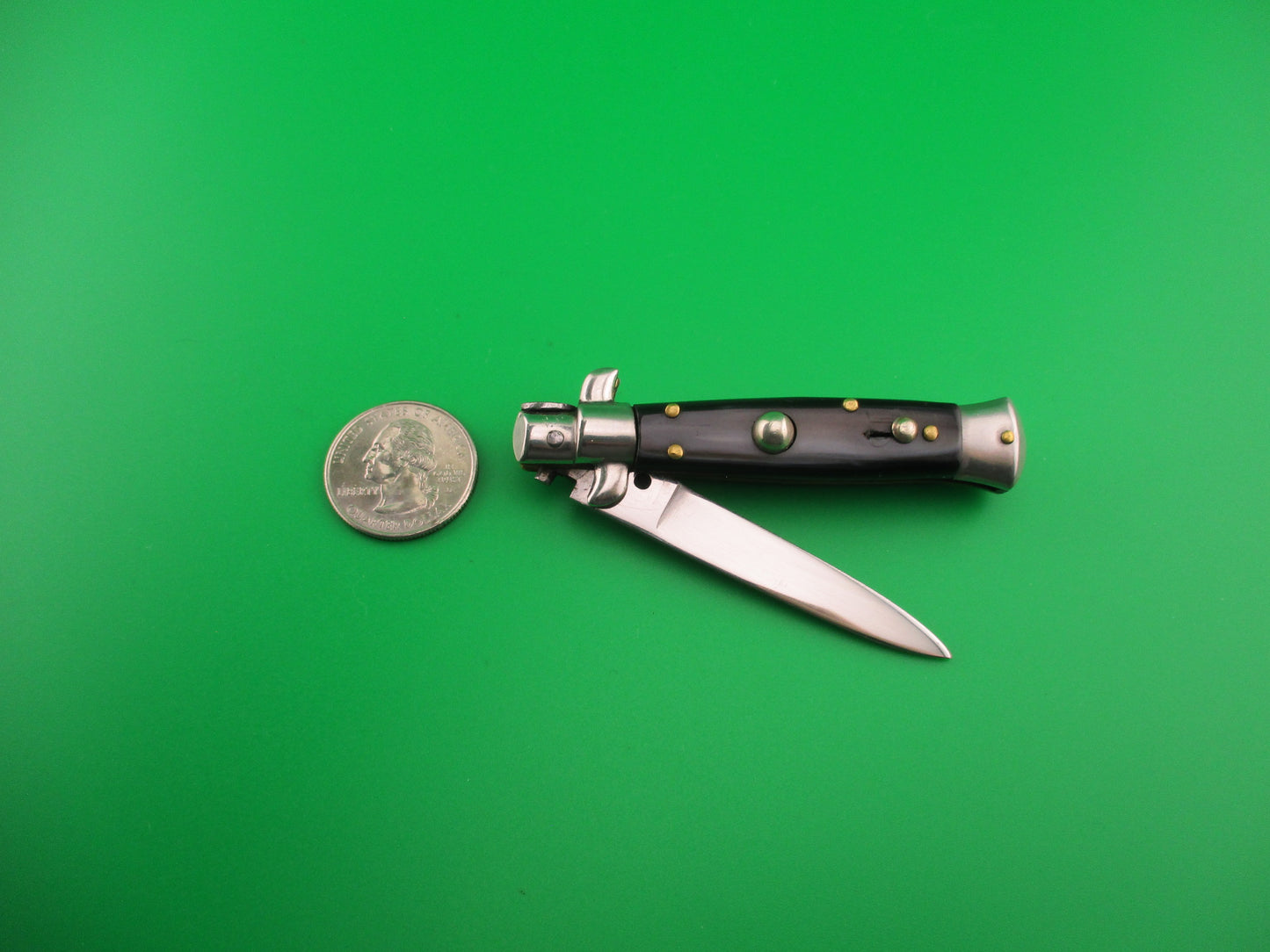 ROSTFREI 14cm Italian NOS stiletto Oreste Dibon vintage swivel bolster automatic knife