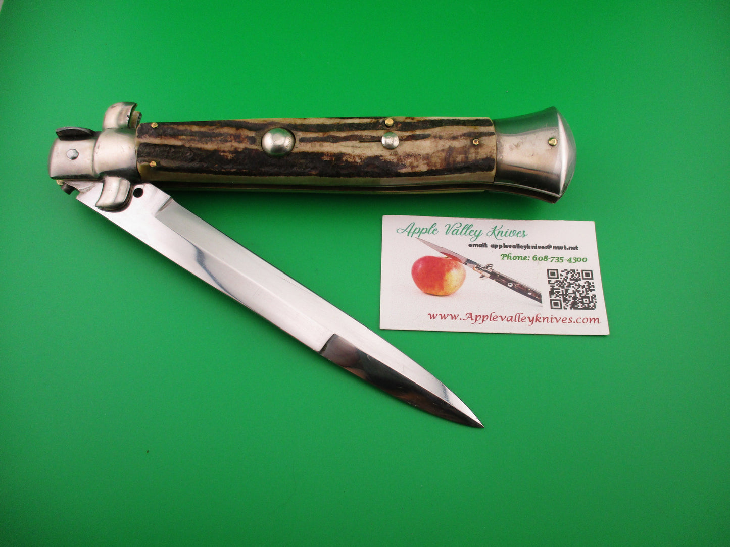 Inox (slant) 38cm Italian Picklock Stag Stiletto Vintage 1960s or 70s automatic knife