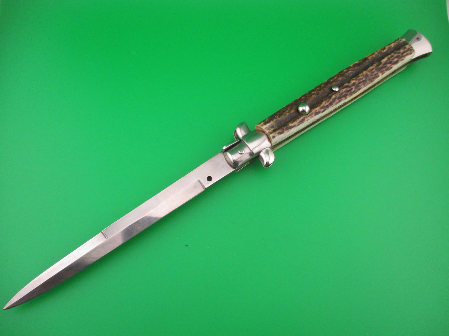 STILETTO ITALY 33cm Italian Swivel bolster Stag Bayonet automatic knife
