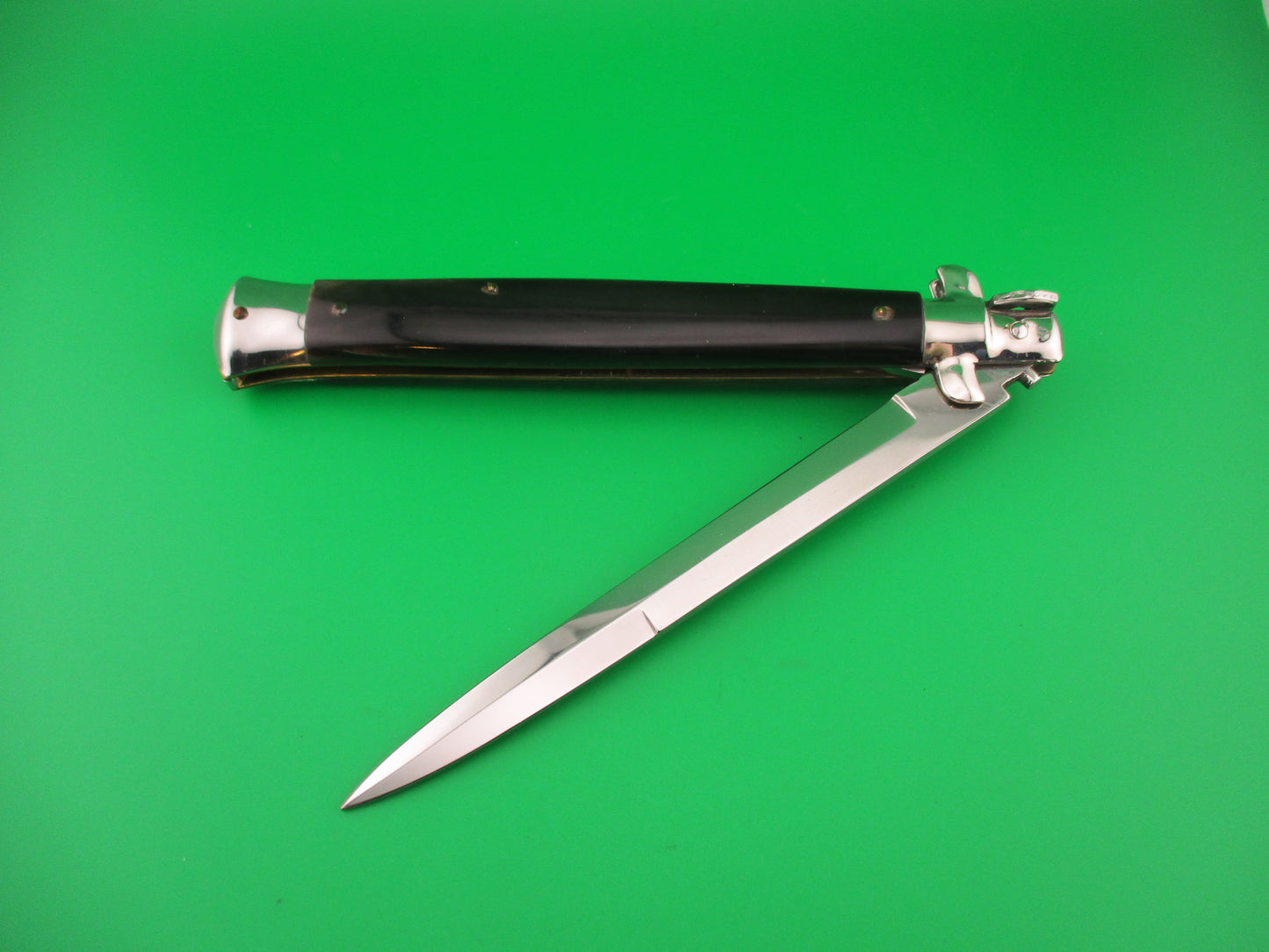 FRANK B 33cm Italian Stiletto horn bayonet swivel bolster automatic knife