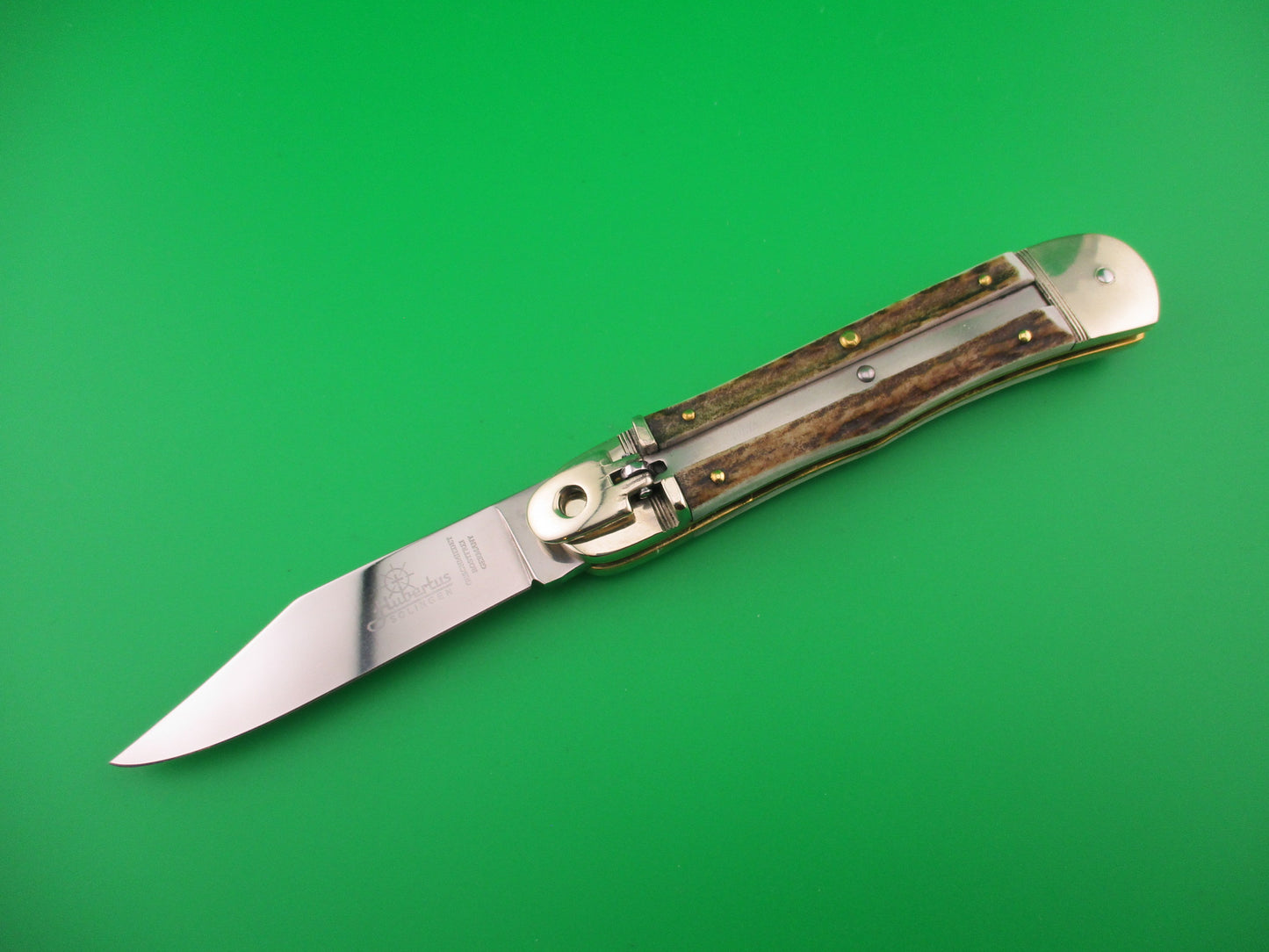 HUBERTUS SOLINGEN 11cm German Lever knife Stag Clip blade automatic knife