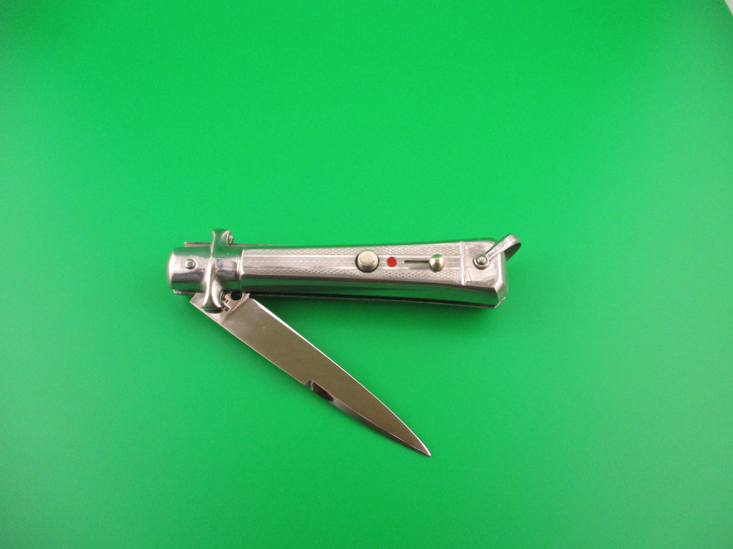 z BARGEON INOX 19cm French All metal round button red dot vintage automatic knife