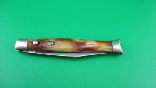 SCHRADE WALDEN Fishtail Vintage Horn celluloid switchblade knife