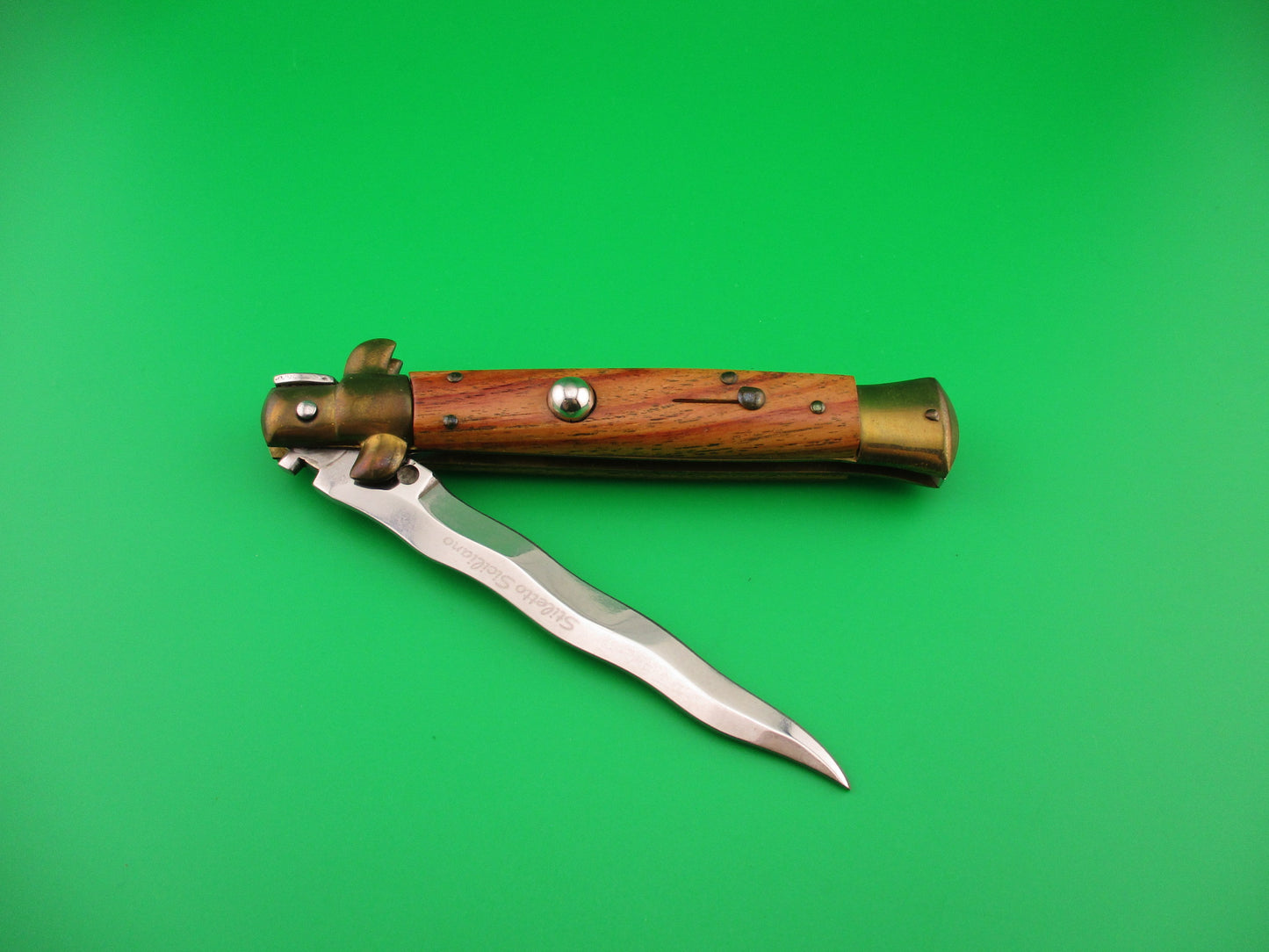 z B Rostfrei 23cm Italian Stiletto Kris Olive Wood Brass vintage automatic knife