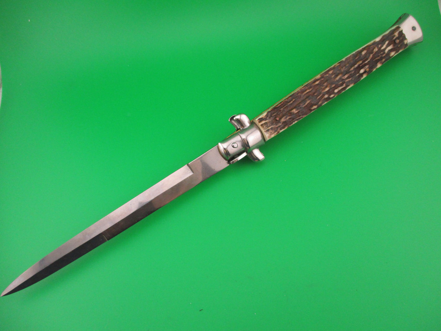 STILETTO ITALY 33cm Italian Swivel bolster Stag Bayonet automatic knife