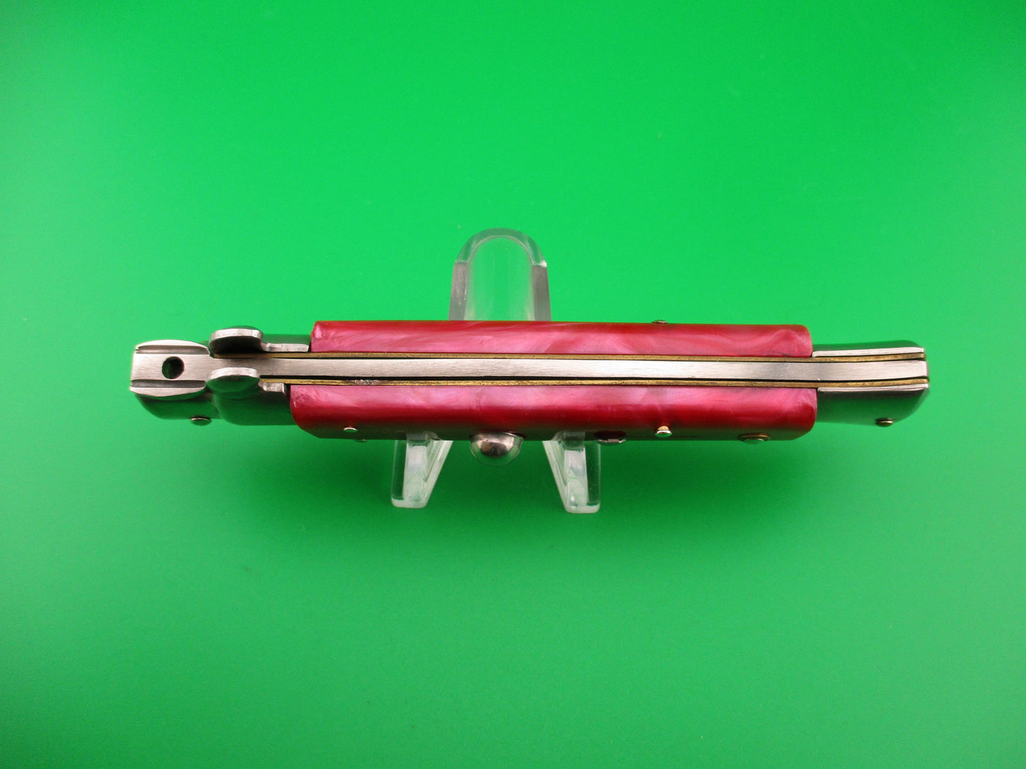 440 STAINLESS ROSTFREI 22cm Italian style Stiletto Red swirl automatic knife