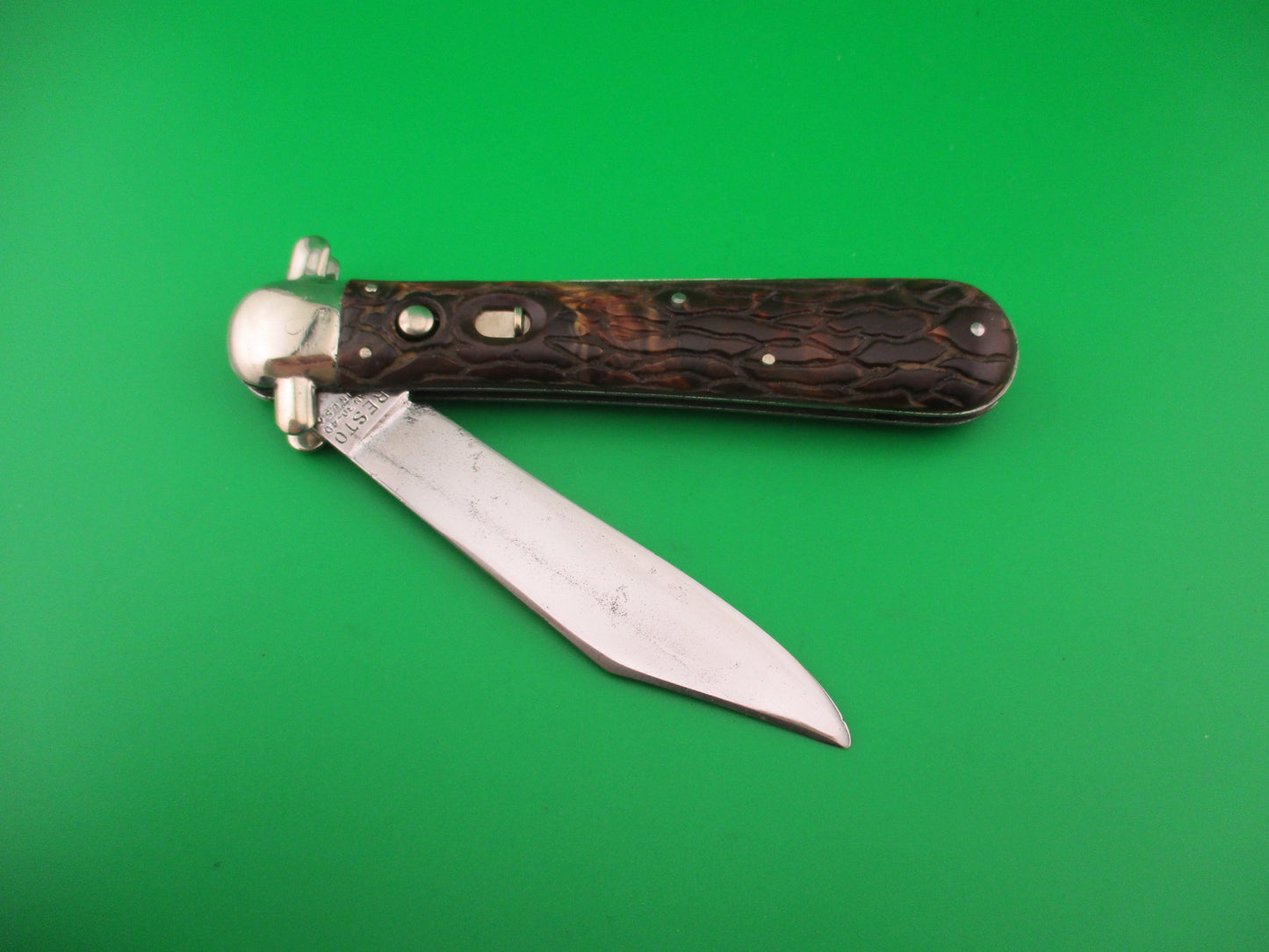 PRESTO DERBY Hunter wormgroove brain 1940s Vintage automatic knife