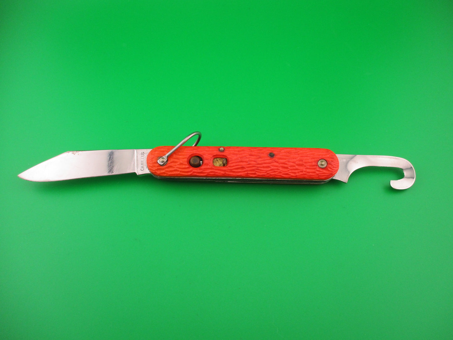 CAMILLUS vintage MC1 Orange paratrooper automatic knife with hook blade