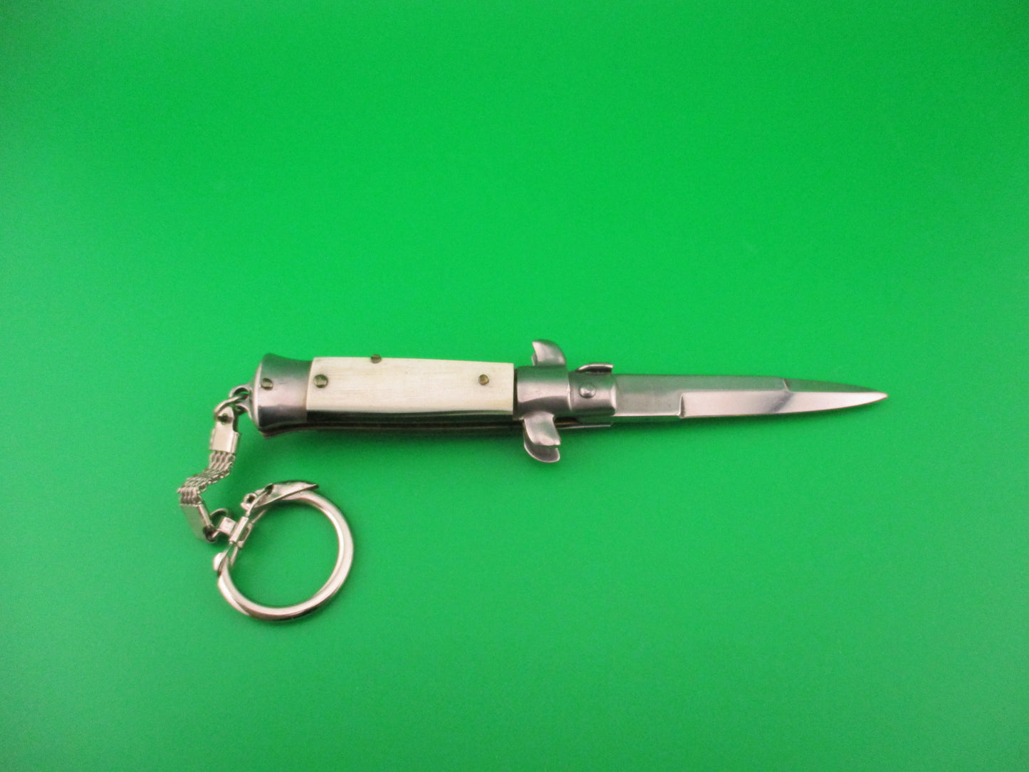 MADE IN ITALY 12cm Italian Large Keychain Swivel bolster horn automatic knife