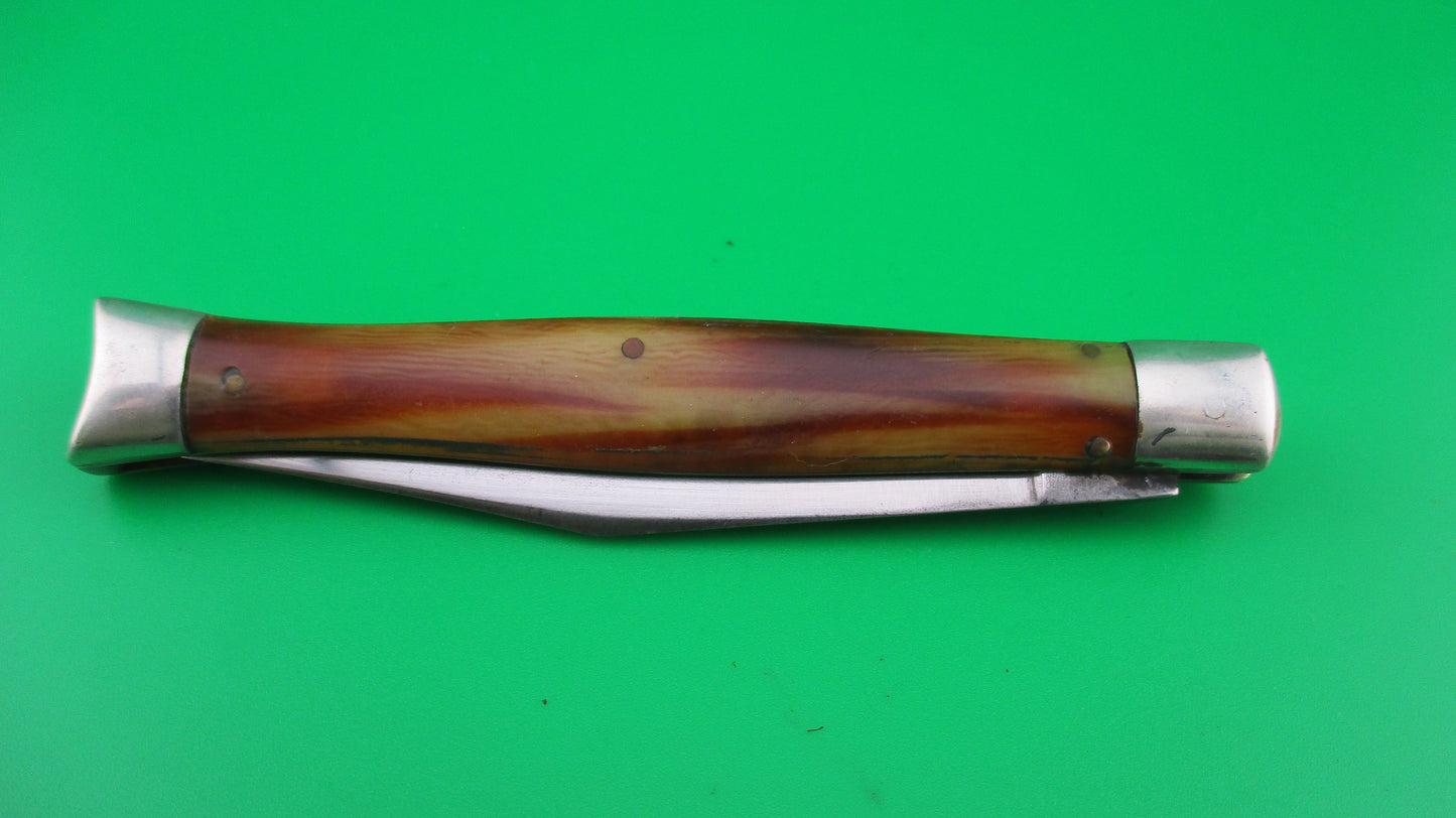 SCHRADE WALDEN Fishtail Vintage Horn celluloid switchblade knife