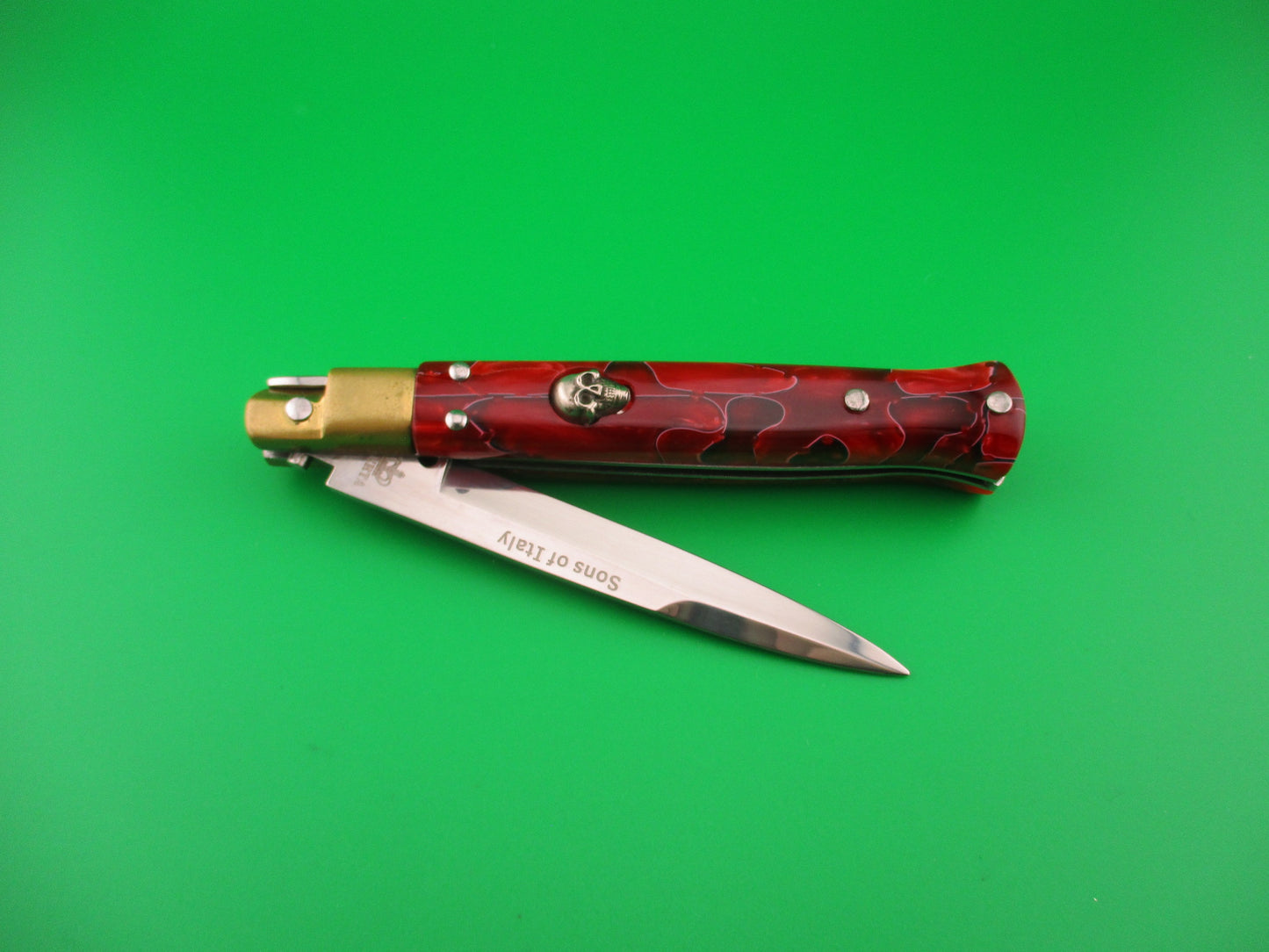 z Sons of Italy Omerta 22cm Italian Customized Picklock Skull button Red Kirinite switchblade