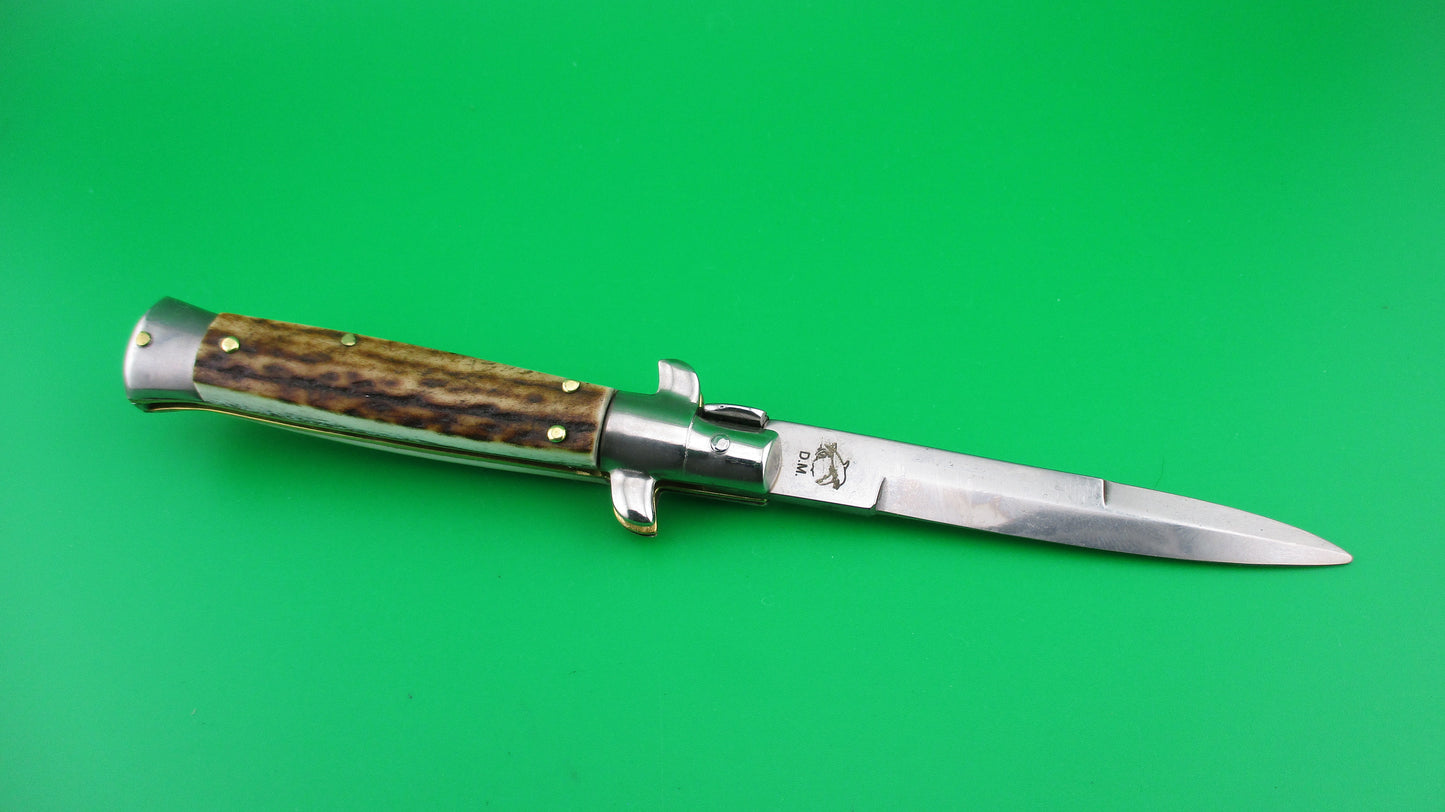 MANIAGO ITALY D.M. Dolphin 18cm Italian Picklock Stag Stiletto automatic knife