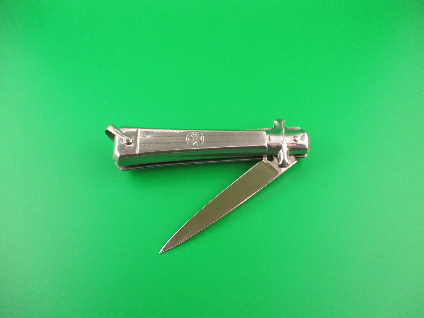 z BARGEON INOX 19cm French All metal round button red dot vintage automatic knife