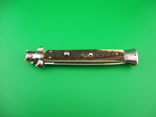 STILETTO ITALY 28cm Italian Stag Stiletto Swivel bolster vintage automatic knife