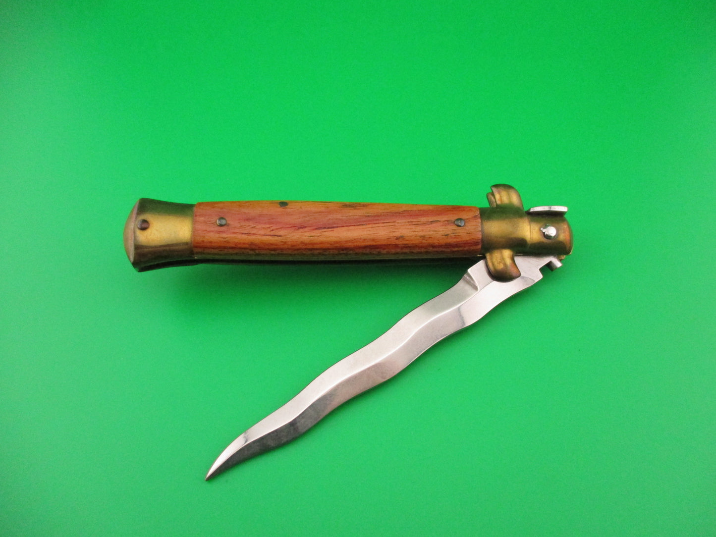 z B Rostfrei 23cm Italian Stiletto Kris Olive Wood Brass vintage automatic knife