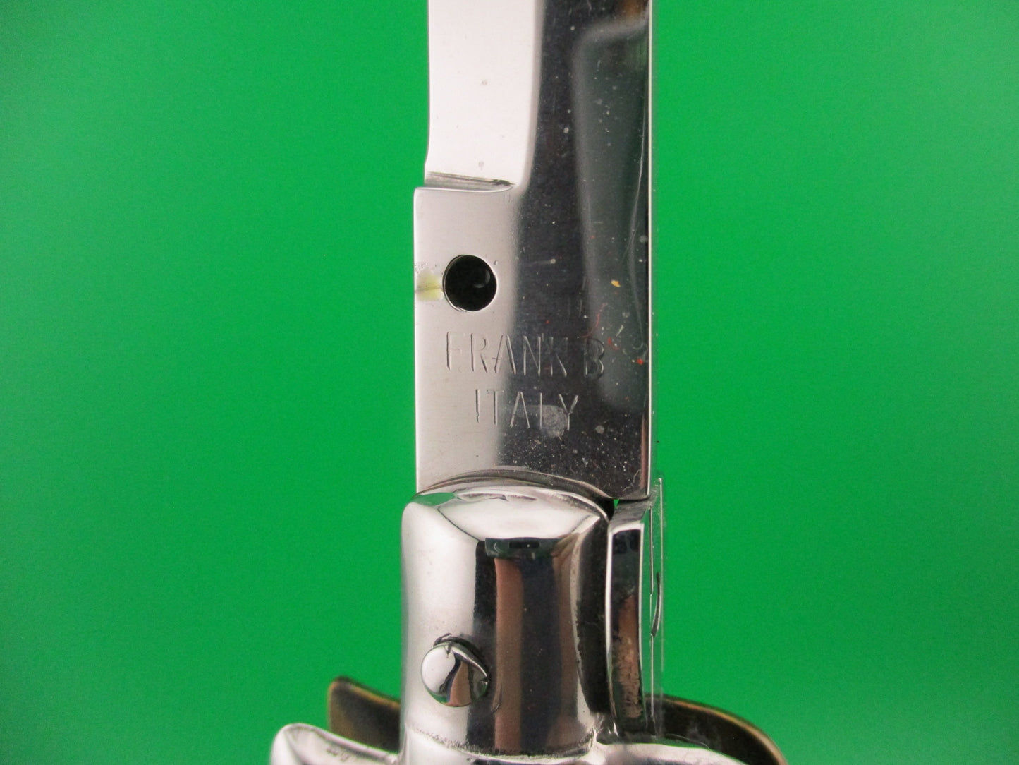 FRANK B 33cm Italian Stiletto horn bayonet swivel bolster automatic knife