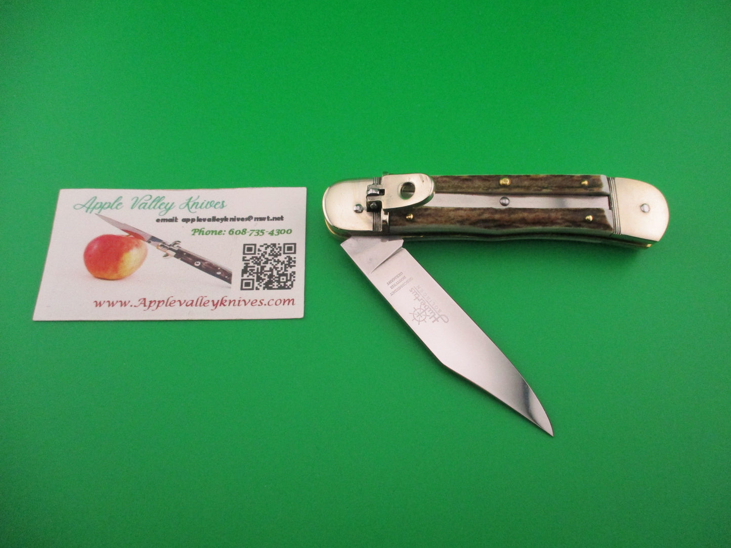HUBERTUS SOLINGEN 11cm German Lever knife Stag Clip blade automatic knife