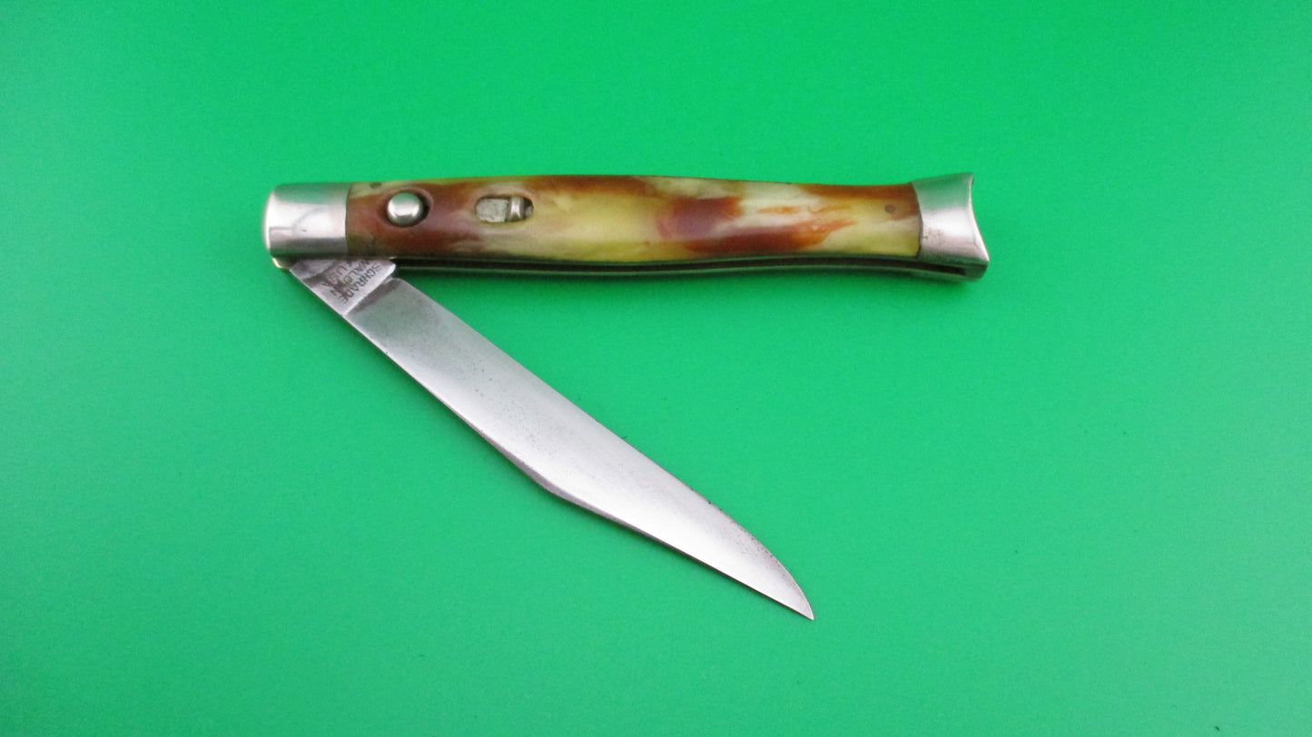 SCHRADE WALDEN Fishtail Vintage Horn celluloid switchblade knife