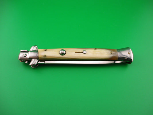 FRANK B ITALY 28cm Italian Dagger Grind Honey Horn swivel bolster automatic knife
