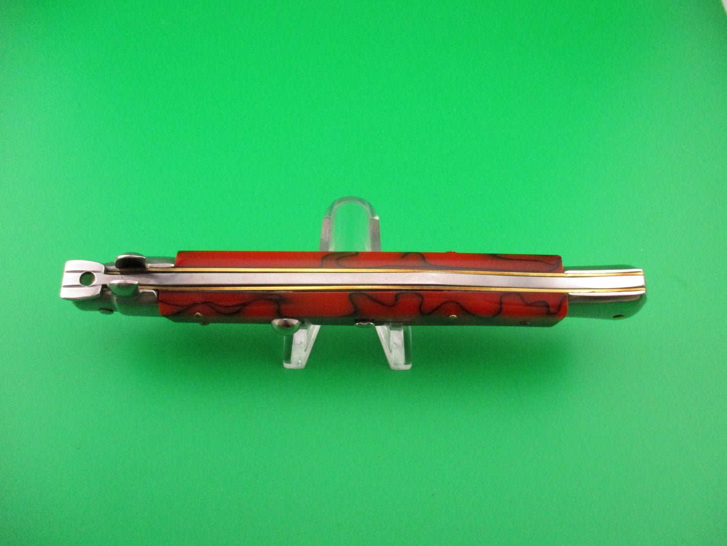 ITALY STAINLESS 28cm Italian Swivel bolster automatic knife Red & Black