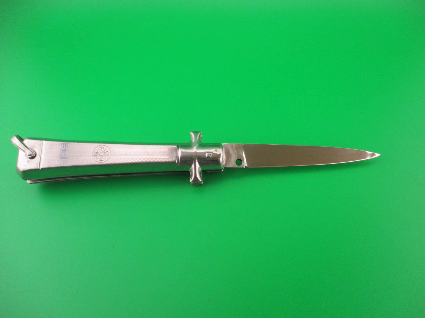 z BARGEON INOX 19cm French All metal round button red dot vintage automatic knife