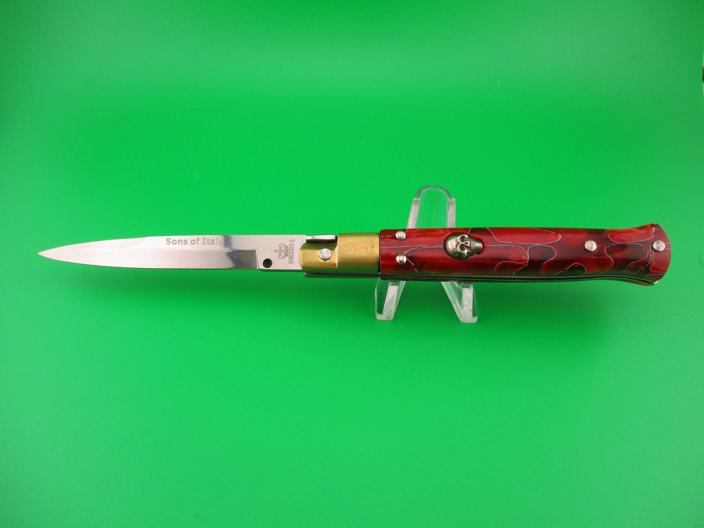 z Sons of Italy Omerta 22cm Italian Customized Picklock Skull button Red Kirinite switchblade