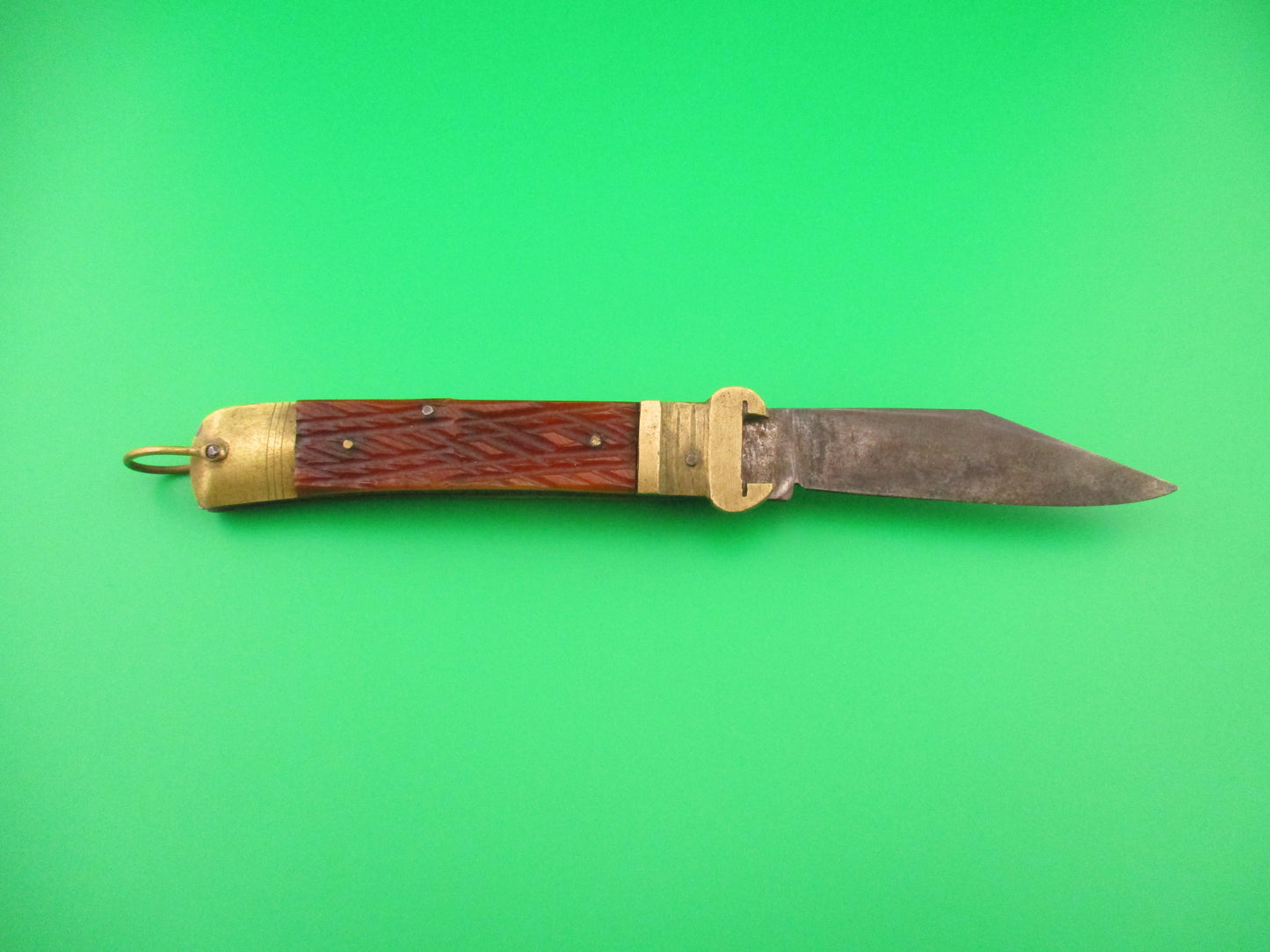 Springer 20cm Japanese Shell Puller Lever Bone & Brass vintage automatic knife