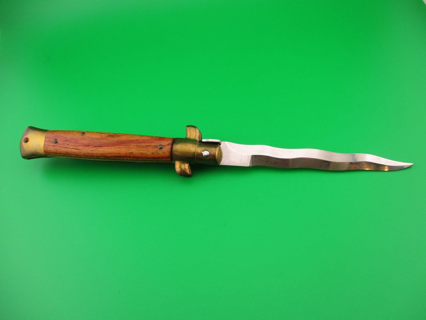 z B Rostfrei 23cm Italian Stiletto Kris Olive Wood Brass vintage automatic knife