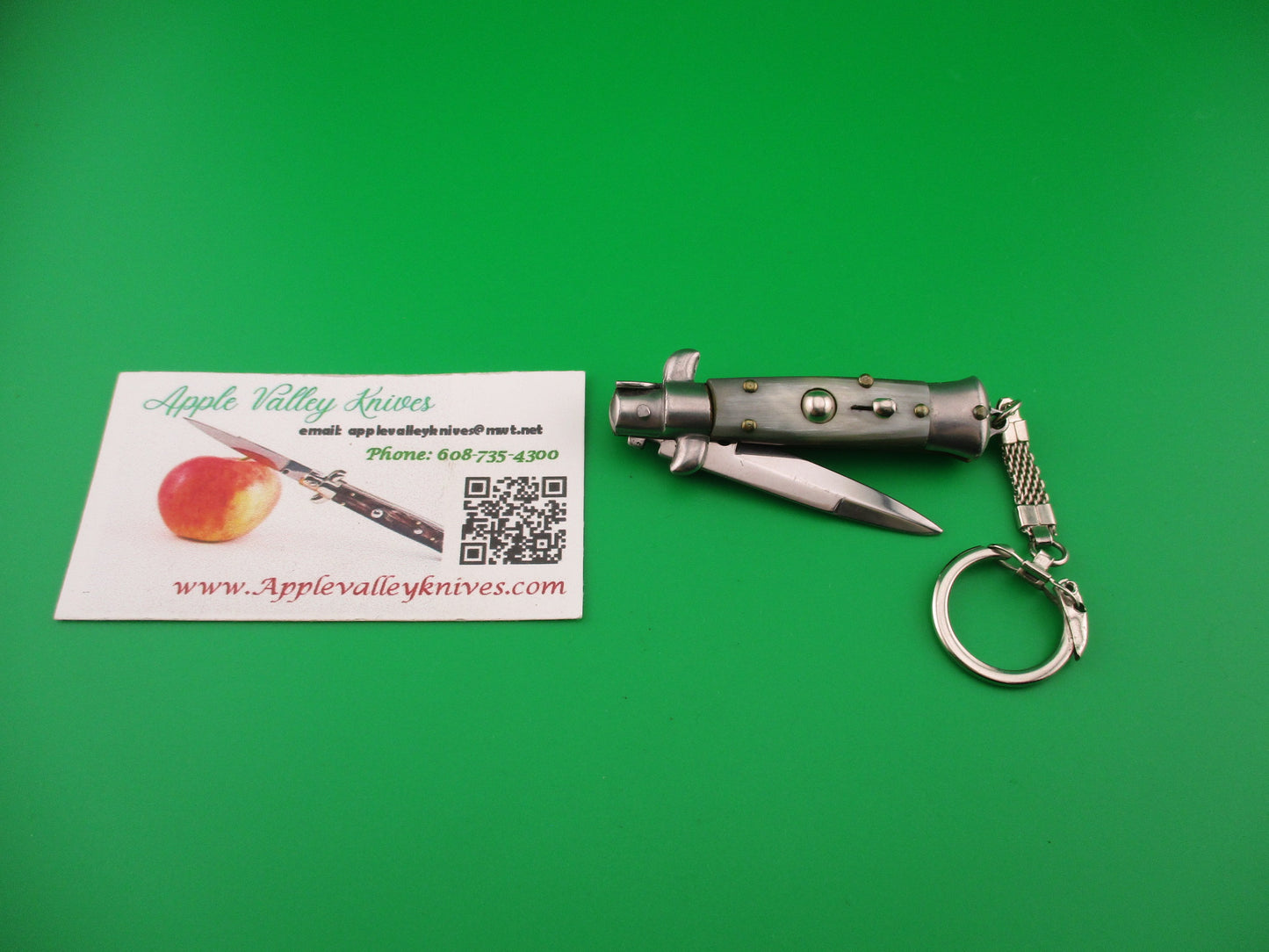 MADE IN ITALY 12cm Italian Large Keychain Swivel bolster horn automatic knife