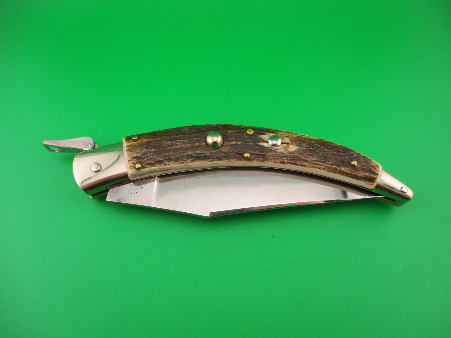 AGA CAMPOLIN ITALY 30cm Italian Stag Catalana Fulcrum automatic knife