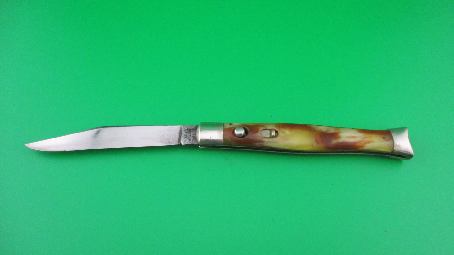 SCHRADE WALDEN Fishtail Vintage Horn celluloid switchblade knife