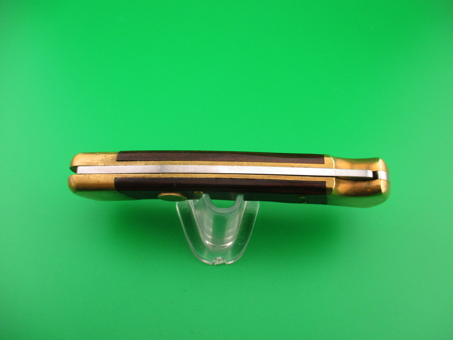 BUCK 110 USA Cumberland Mountain converted SA Round button Wood & Brass automatic knife