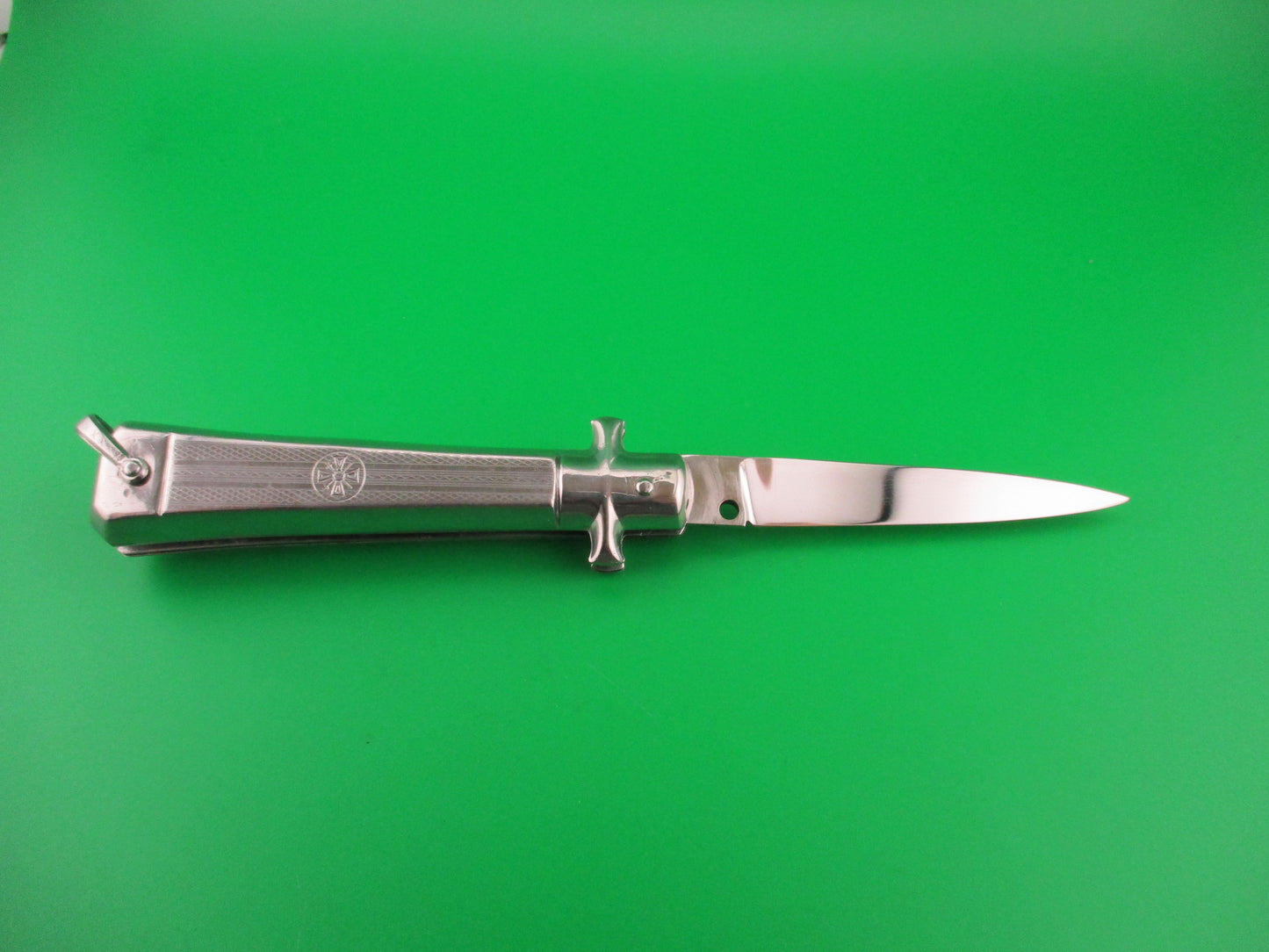 z BARGEON INOX 19cm French All metal round button red dot vintage automatic knife