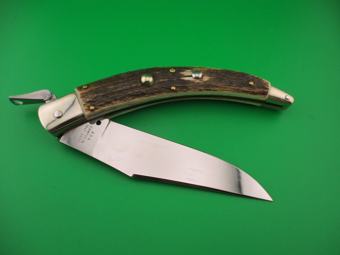 AGA CAMPOLIN ITALY 30cm Italian Stag Catalana Fulcrum automatic knife