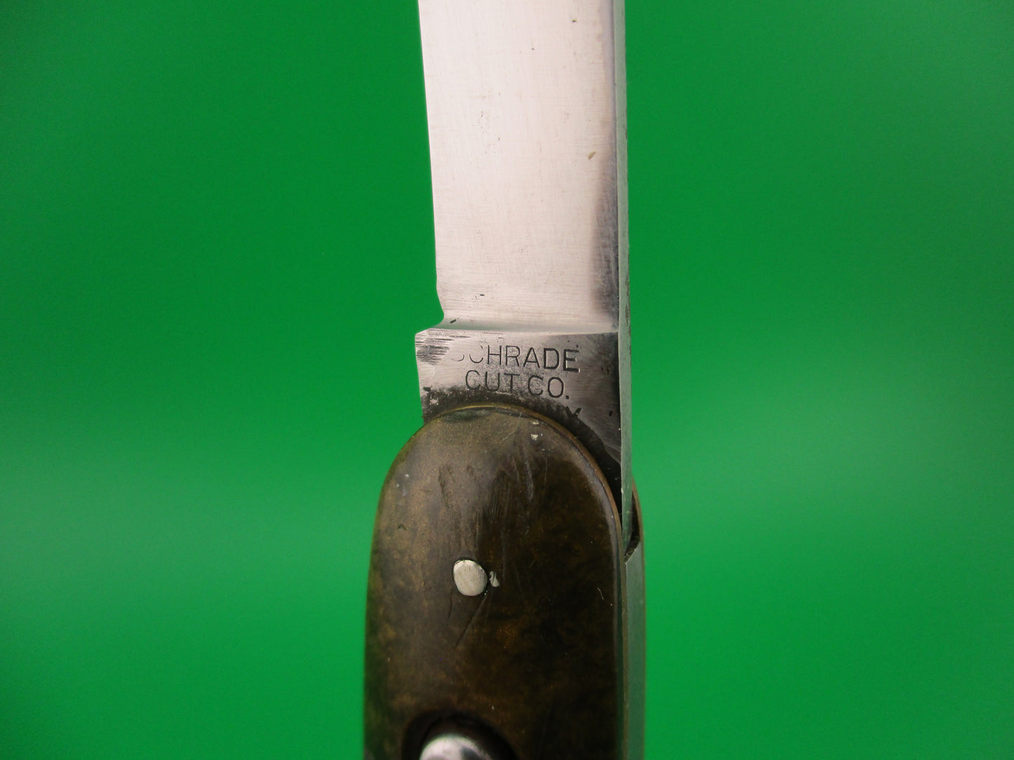 SCHRADE CUT CO Rare Large Single 3 3/4" Spear blade vintage automatic knife