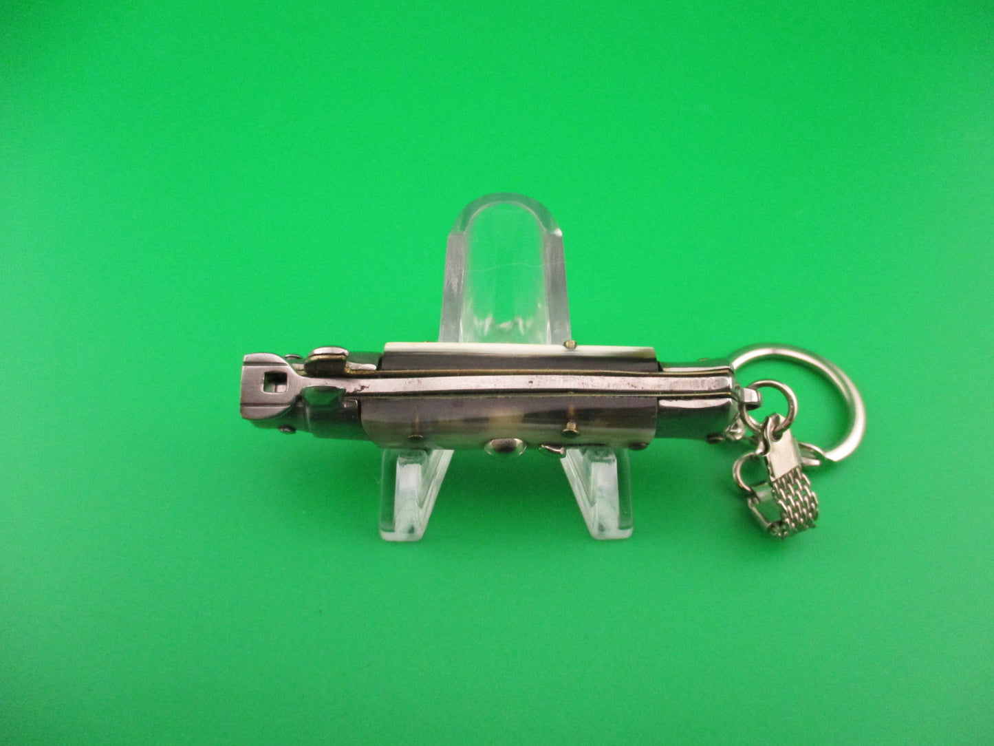 MADE IN ITALY 12cm Italian Large Keychain Swivel bolster horn automatic knife